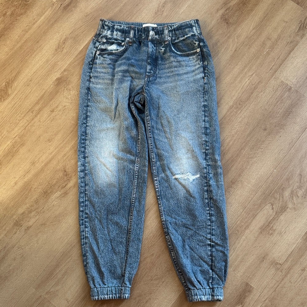 rag & bone Distressed Blue Straight Leg Jeans